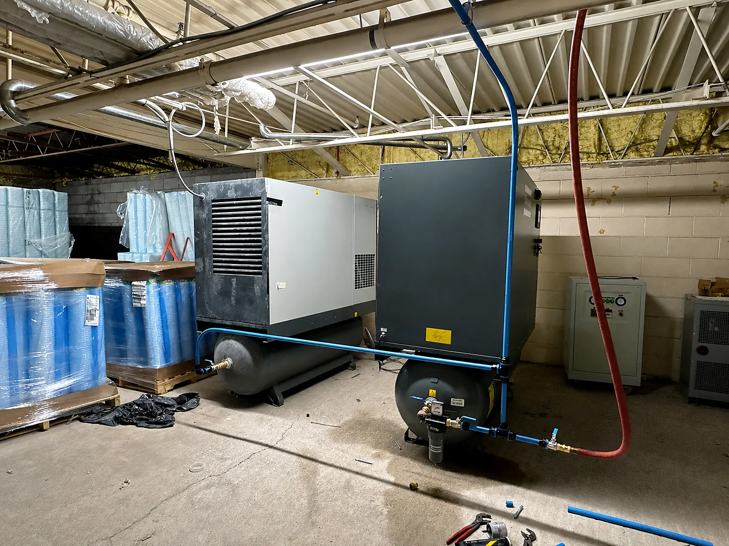 Commercial mechanical equipment and connected piping